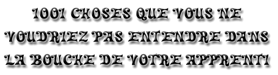 1001 choses que vous ne voudriez pas entendre dans la bouche de votre apprenti